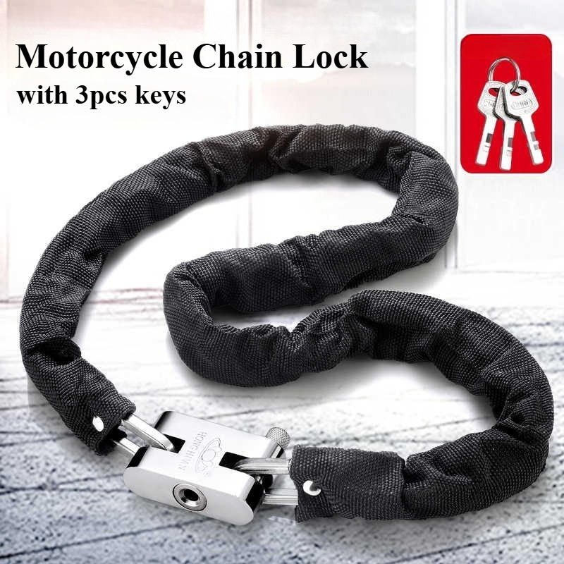 オートバイバイクロックヘビーデューティチェーンロックヘビーデューティ1.2mバイク自転車セキュリティ南京錠3キー付き