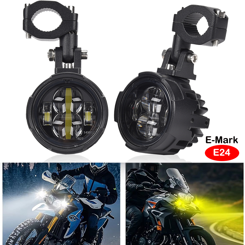 デュアルカラーオートバイライトフォグランプ Led 補助ドライビングランプモトヘッドライトスポットライト 100 ワット有線スイッチ E マーク