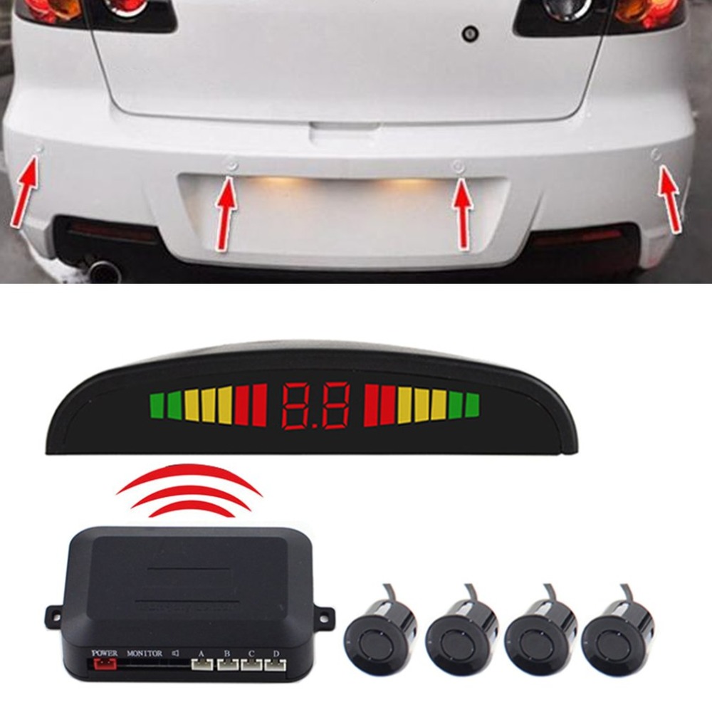 ワイヤレス車の自動車パークトロニック LED パーキングセンサー 4 センサーリバースバックアップ駐車レーダーモニター検出器システムディスプレイ
