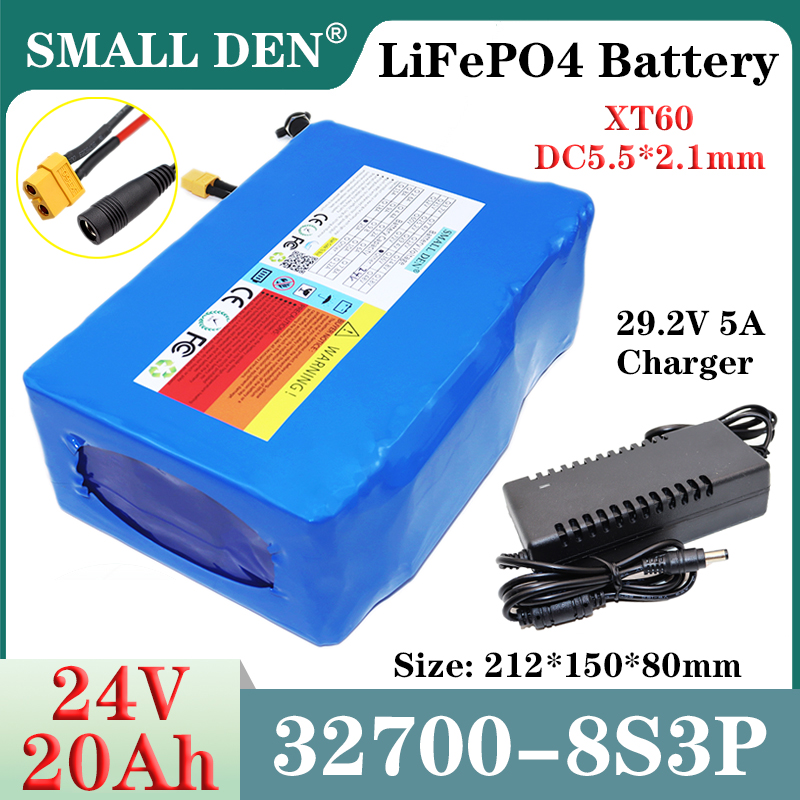 24V 20Ah 32700 Lifepo4 バッテリーパック 8S3P 内蔵 50A 同じポート BMS E-tools スクーター車椅子芝刈り機 29.2v 5A 充電器