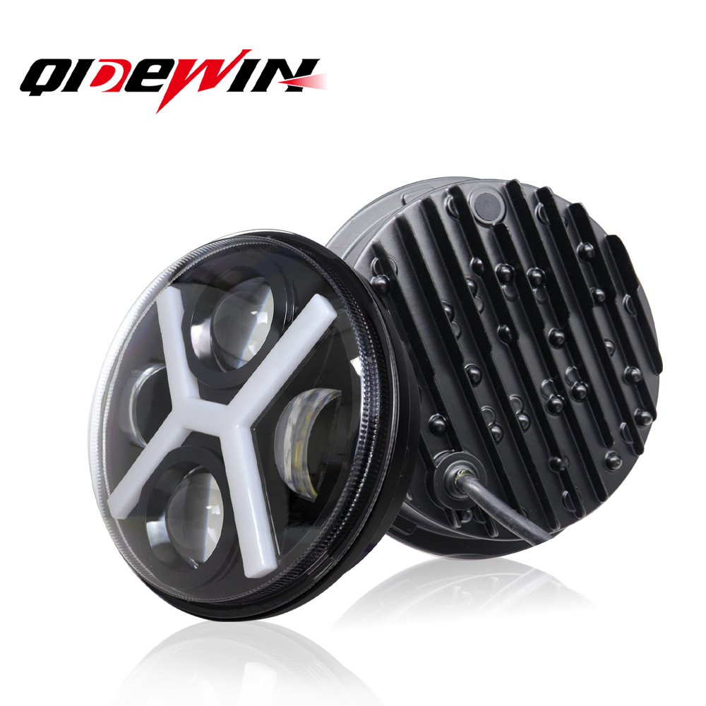 ハーレー 4led オフロードフロントヘッドライト X タイプ 5.75 インチ LED ヘッドライトオートバイホンダシャドウ VT 600 700 750 1100 VTX 1300