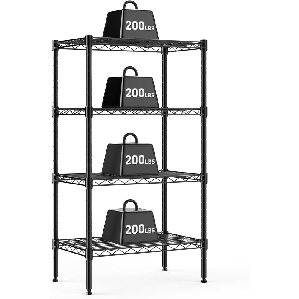 4-Tier Metal Wire Storage Shelves, Adjustable Standing Rack, Heavy Duty Steel Shelving Unit Organizers for Kitchen Bathroom Pant