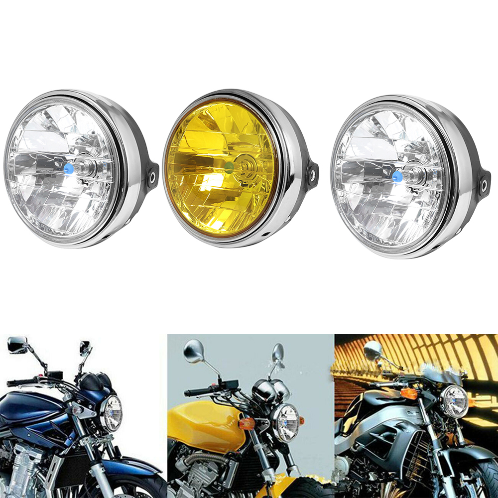 LED ヘッドランプホンダ CB シリーズ CB400/900 7 インチ 35 ワットユニバーサルオートバイヘッドライトイエロー/クリアレンズビームラウンドランプ