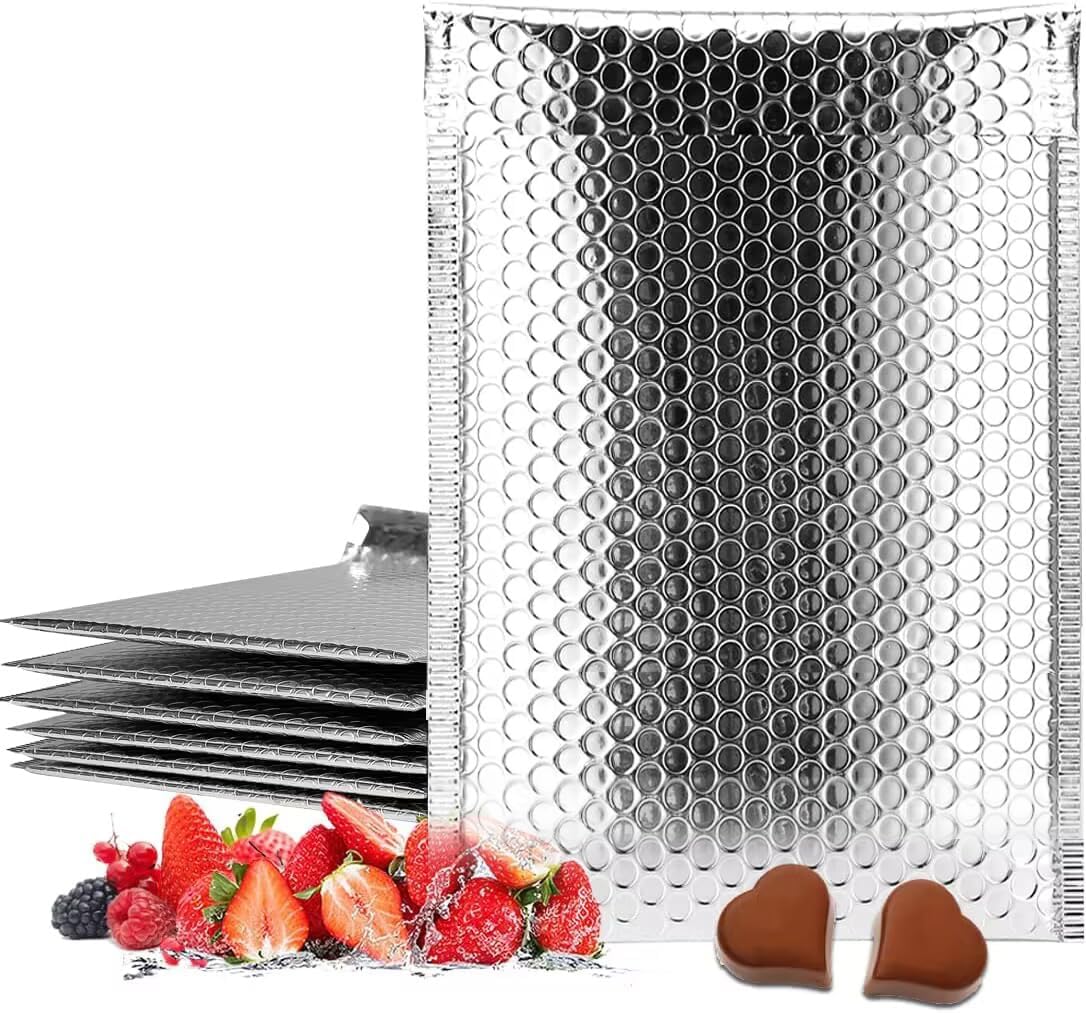 サーマルバブルメーラー 8x11インチ、10枚入り、保冷配送用断熱封筒、食品・化粧品用防水ホイル郵送袋