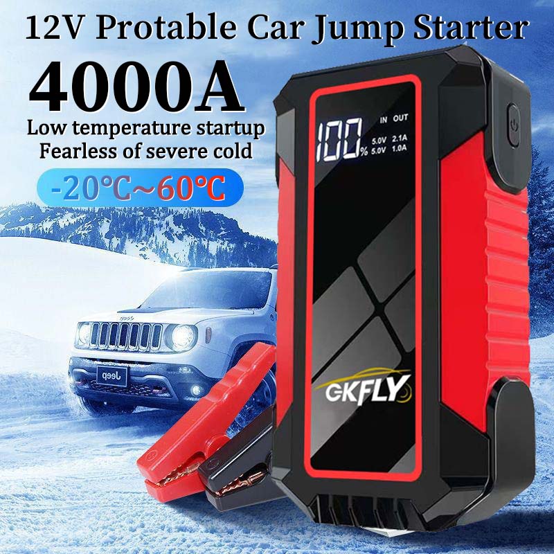 GKFLY 4000A 車のジャンプスターター 18000mAh パワーバンクポータブル始動装置車のバッテリー充電器ブースターバスターディーゼルガソリン用
