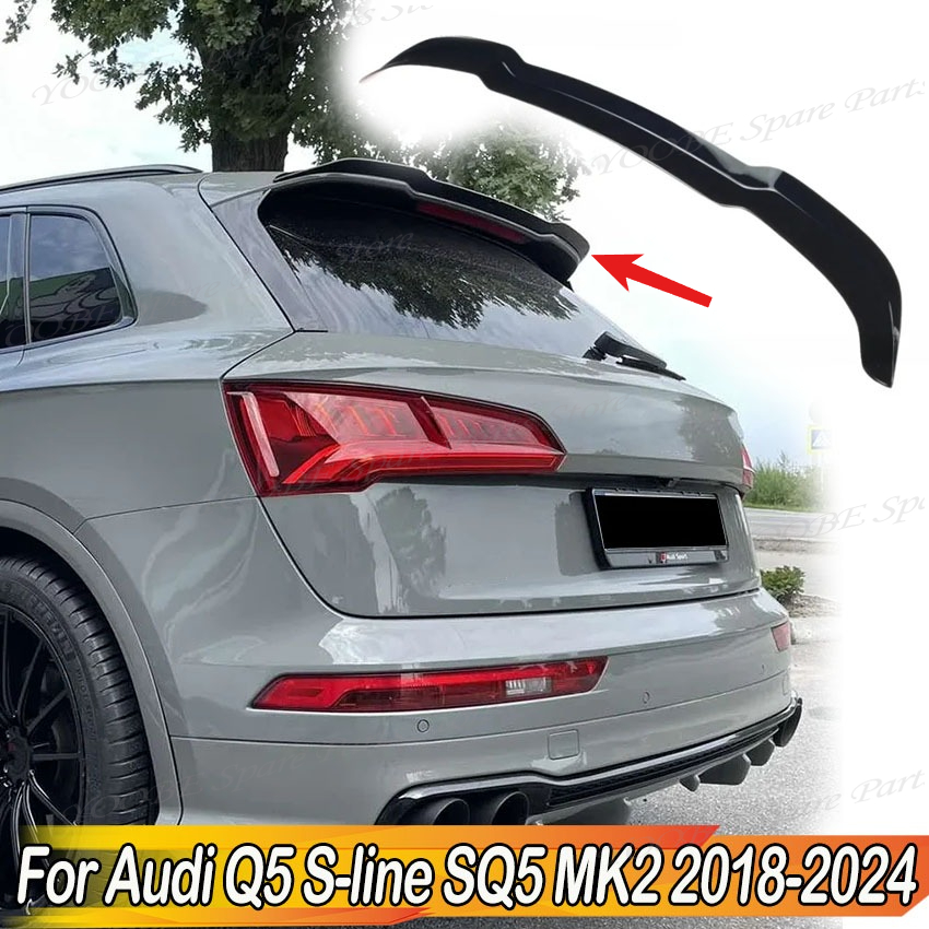 車のリアバンパースポイラーリップアウディ Q5 S ライン SQ5 MK2 2018-2024 マクストンスタイルテールトランクルーフスプリッター自動車部品ボディキットチューニング