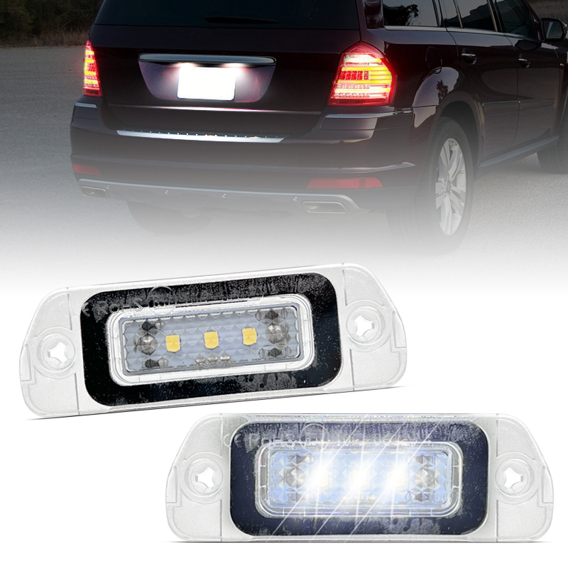 2 個 LED ライセンスプレートライトベンツ X164 W164 W251 GL350 GL450 GL500 GL550 ML350 ML450 ML500 ML550 ML63 AMG R350 R320 R500