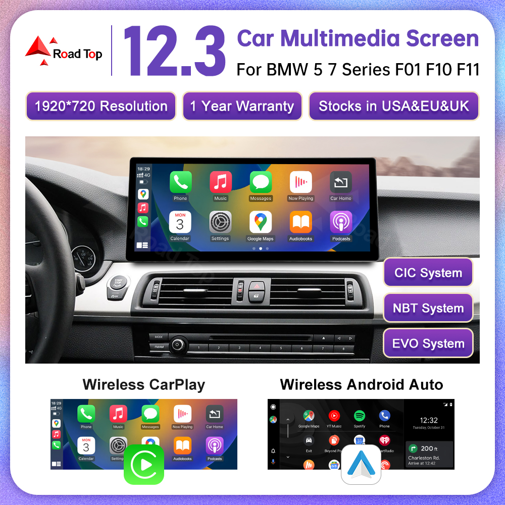 12.3 インチ超薄型マルチメディアタッチスクリーン BMW 5 シリーズ F10 F11 CIC NBT EVO システムワイヤレス Carplay Android 自動車カーラジオ
