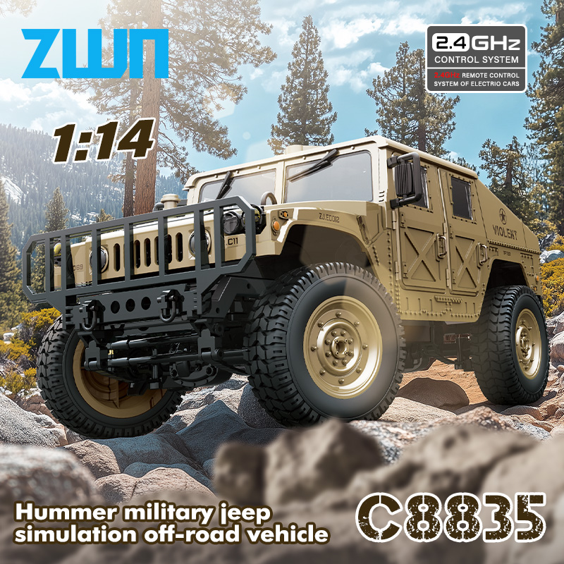 C8835 1:14 2.4 グラム RC カーシミュレーション 4 × 4 全地形オフロードクライミング車両リモートコントロール軍用ジープおもちゃ子供のための最高のギフト