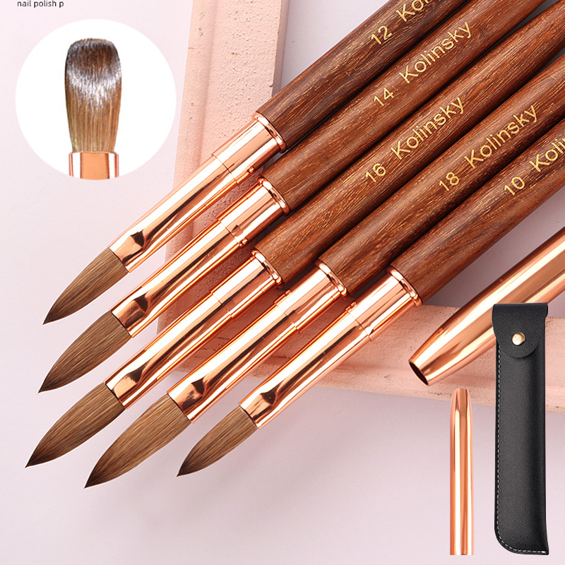 Kolinsky Acrylic Nail Brush Nail Art Mink Brush Gel Builder UV Gel Polish DIY Painting Drawing Carving Pen Manicure Tools
