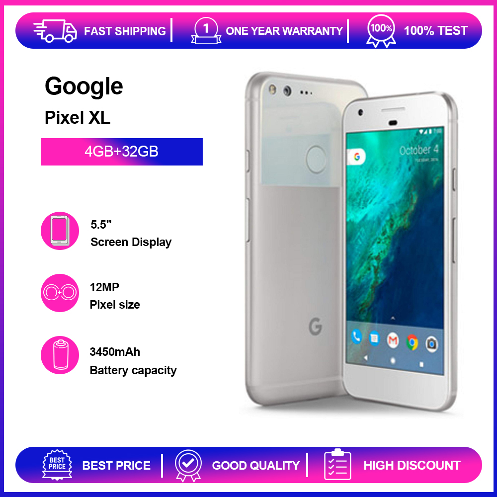 Original Google Pixel XL 4G Mobile Phone NFC 4GB RAM 32GB ROM 5.5'' AMOLED 12MP Fingerprint Octa-Core SmartPhone