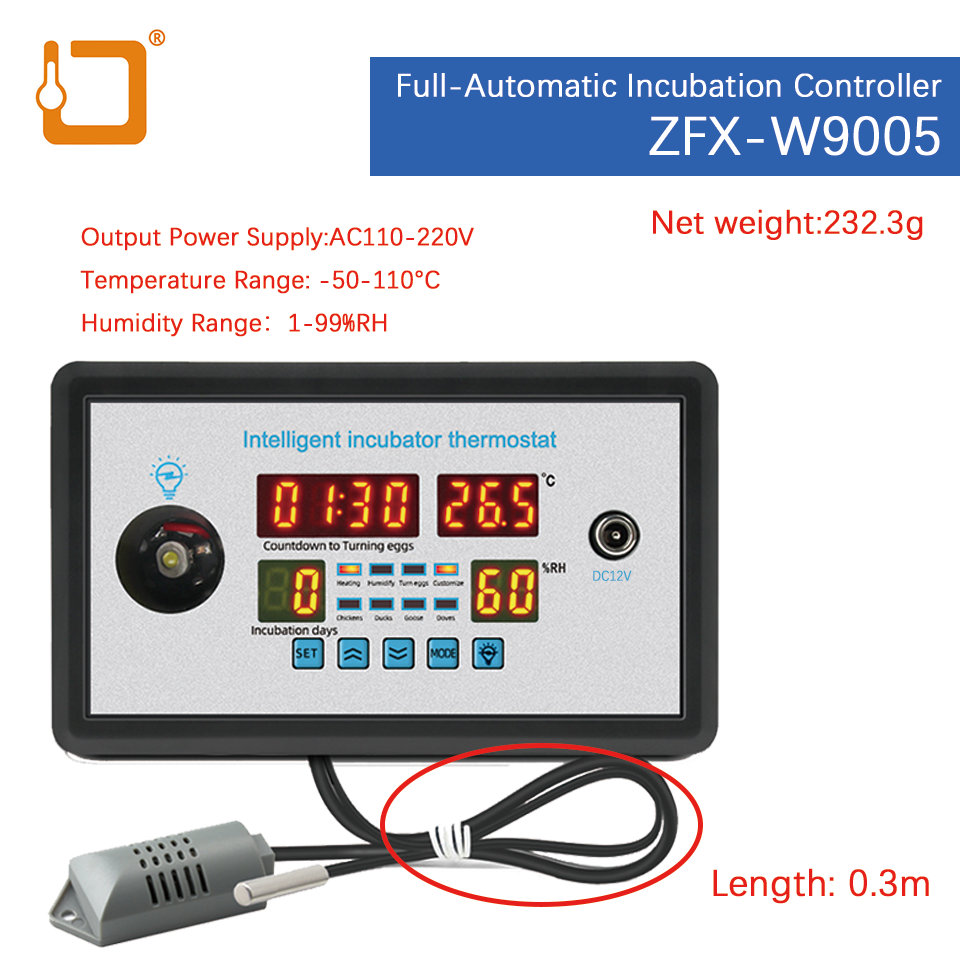 W9005 インテリジェントサーモスタット AC110 220V LED ディスプレイインキュベーターコントローラー 360 自動回転卵温度と湿度