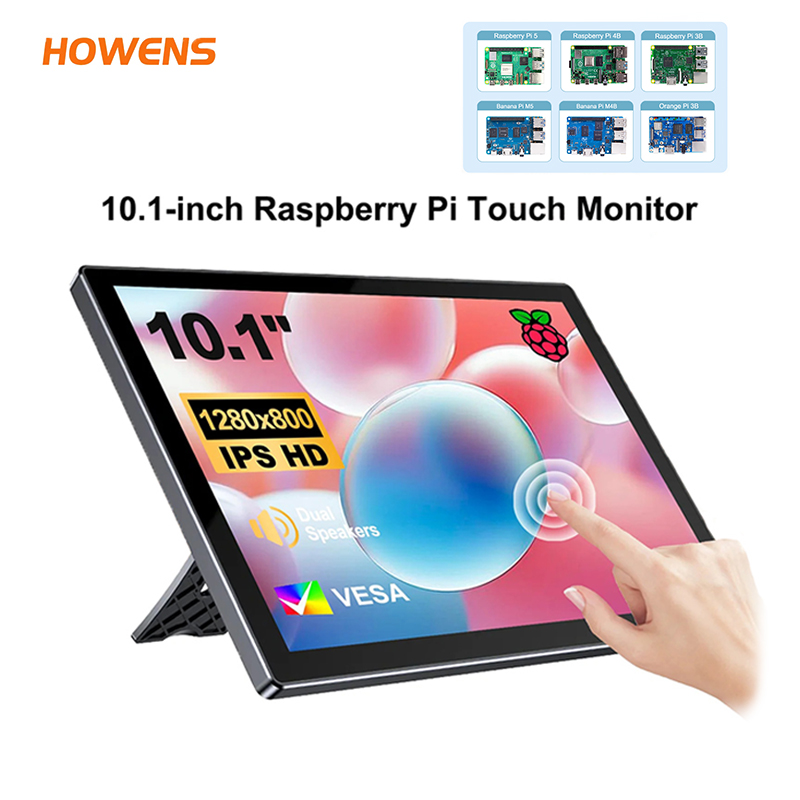 10.1 Inch IPS Capacitive Touch Screen Monitor All-in-One Case Built-in Dual Cooling Fan For Raspberry Pi 5 4 3 Banana Orange Pi