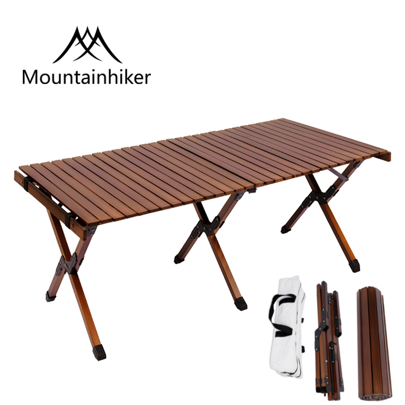 Mountainhiker ブラックウォールナット折りたたみエッグロールキャンプテーブル木製デスクバーベキューピクニックガーデンパーティー旅行ハイキング屋外家具
