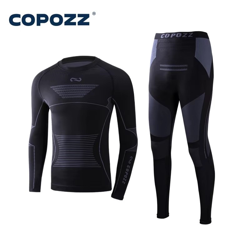 COPOZZ レディース メンズ スキー下着セット フィットネス ワークアウト サーマル ジム スキー スノーボード スポーツ ランニング ヨガ エクササイズ スーツ ロングジョンズ