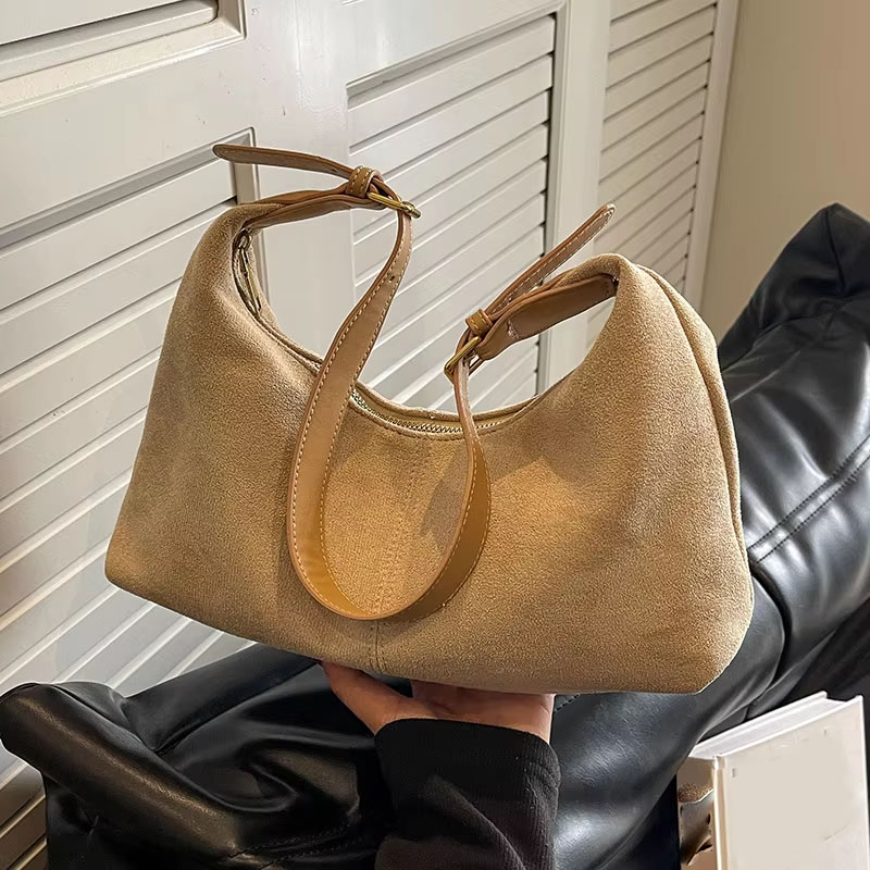 ベルベットハンドバッグ財布女性のためのスエードショルダーバッグ因果クロスボディバッグ女性の高級デザイナークラッチレディース三日月ホーボーバッグ