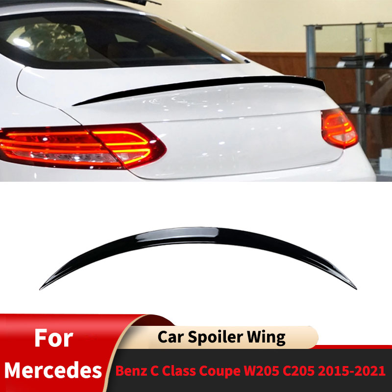 メルセデスベンツ C クラス W205 C205 C43 C63 C180 C200 C300 C350 AMG クーペ 2015-2021 リア車スポイラーウイングトランクスプリッターリップ