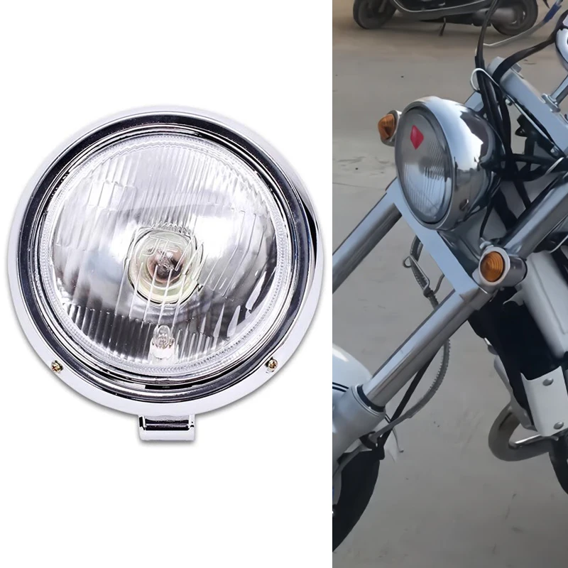 オートバイユニバーサル DC 12V ヘッドライトヘッドランプハーレー 883 ホンダスティード VLX 400 シャドウ 600 マグナ 250 クロームランニングライト