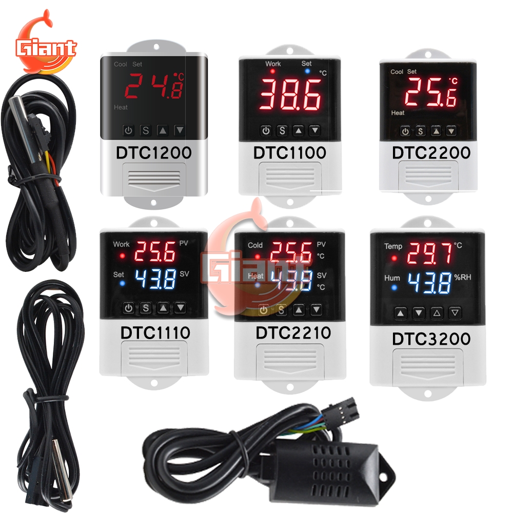 マイコン温度コントローラ AC110V 220V DTC 1200 サーモスタット温度調節センサーインキュベーター冷却加熱冷蔵庫