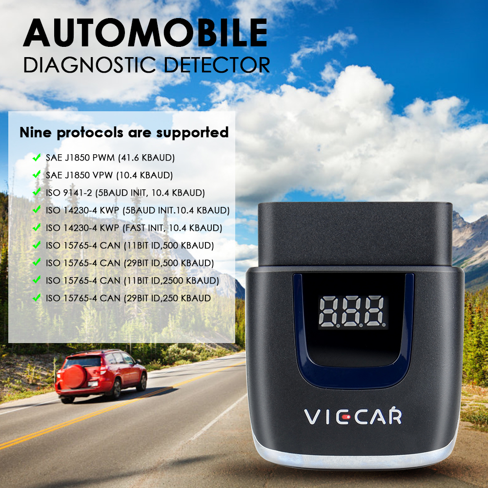 2021 Viecar OBD2 OBD II/EOBD サポート Windows/Android/iOS Viecar VP001-4 V2.2 Bluetooth Wifi/USB 18F25K80 車診断ツール