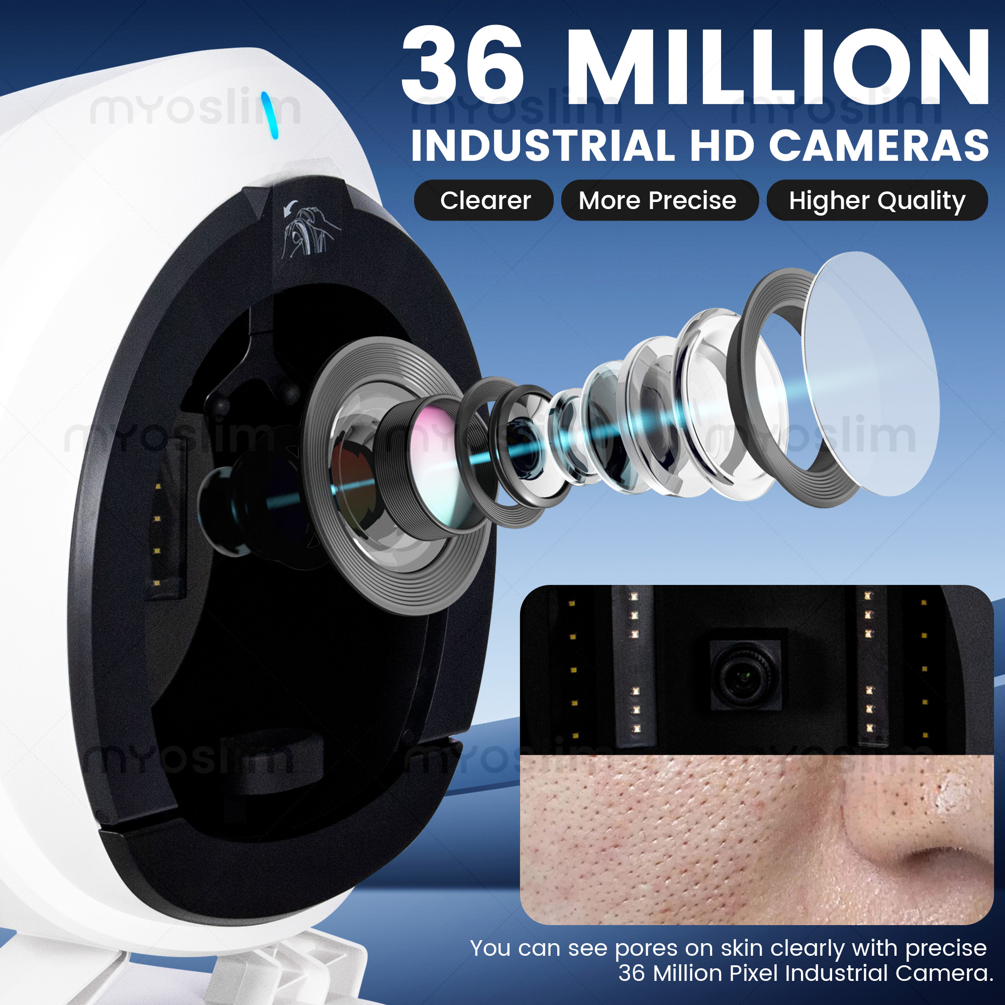 MYOslim Q1 Pro AI Facial Skin & Scalp Hair Analyzer 36 Million HD Camera 8 Spectral Imaging Android System Beauty Salon