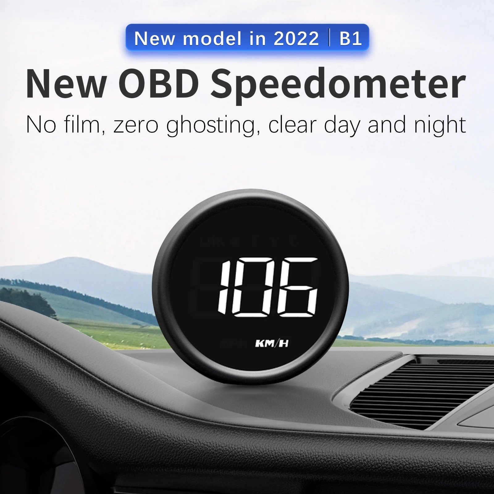 AD B1 ヘッドアップディスプレイ OBD2 HUD スピードメーター カープロジェクター アラーム EOBD 自動燃料消費量 電圧計 水温計