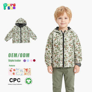 Puresun オーダーメイド 迷彩レインコート ファスナー付き 防水・防風 ジャケット 保温性 子供服 男の子用 フード付きアウター
