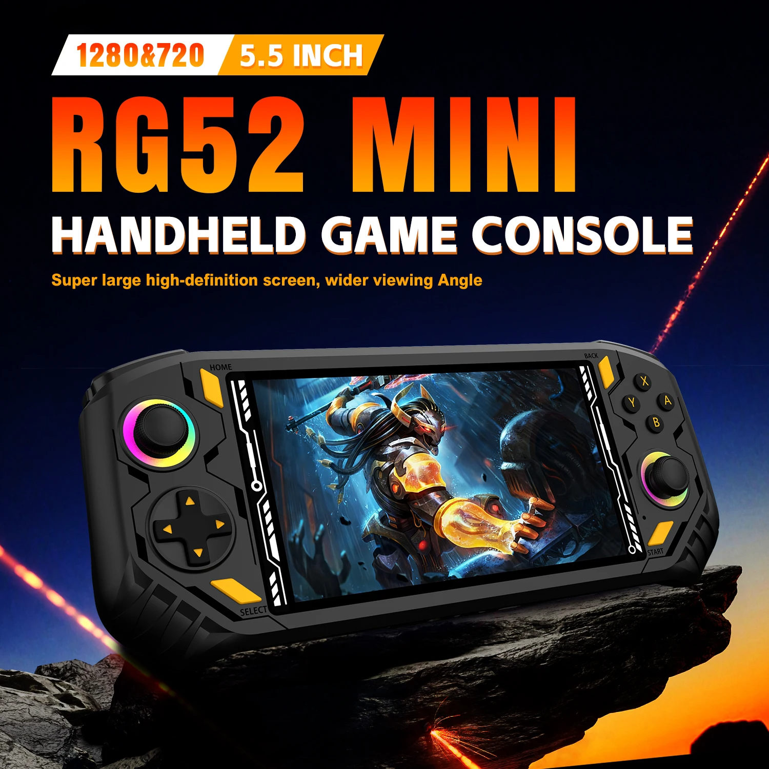 RG52 ミニハンドヘルドゲームコンソール 5.5 インチ IPS スクリーン CPU RK3562 レトロゲームコンソール 5000mAh WiFi HDMI RGB ライトデュアルジョイスティック