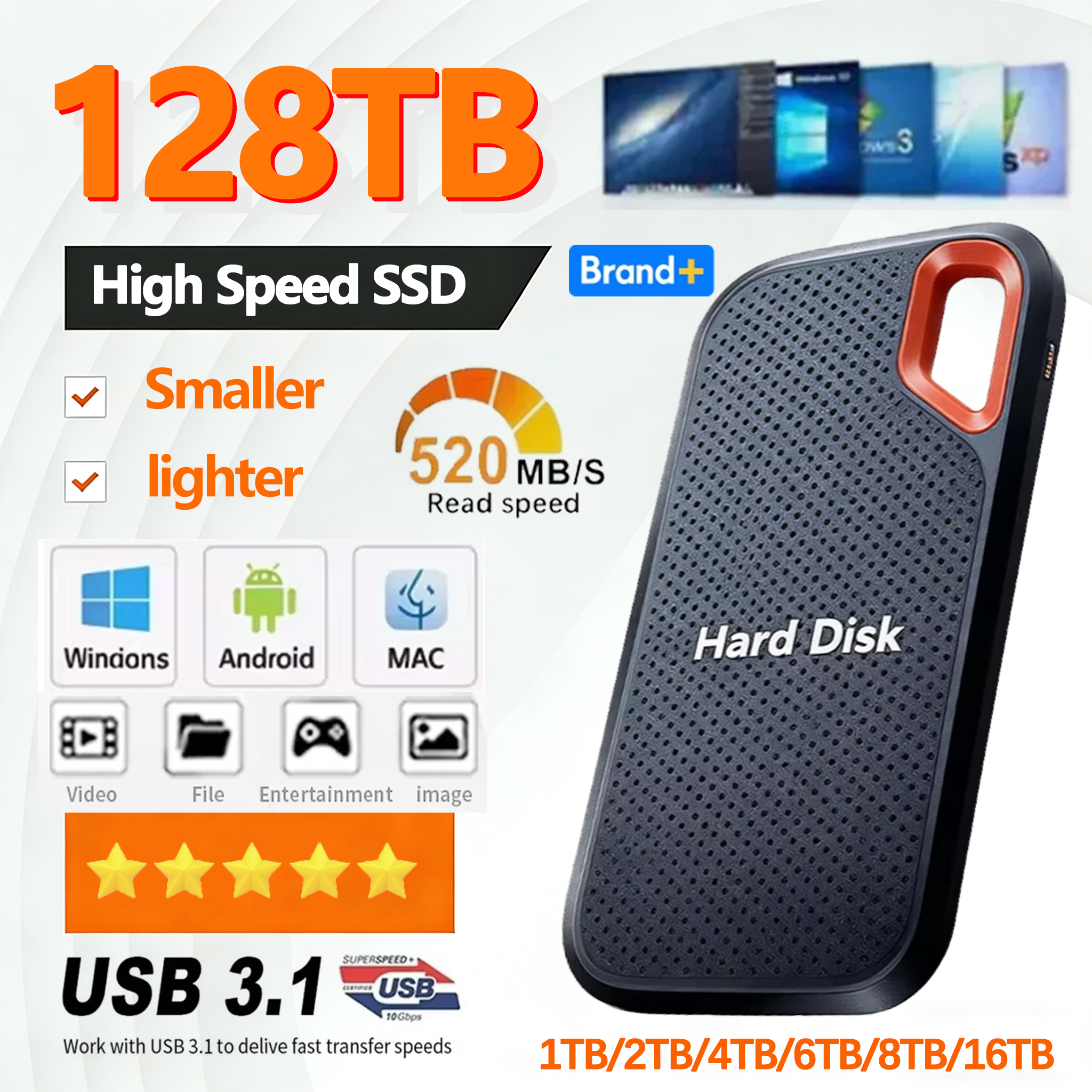 高速外部ソリッドステートドライブ 1 テラバイトポータブル SSD 外部ハードドライブ 128 テラバイト外部ハードディスクハードドライブラップトップ Mac PC
