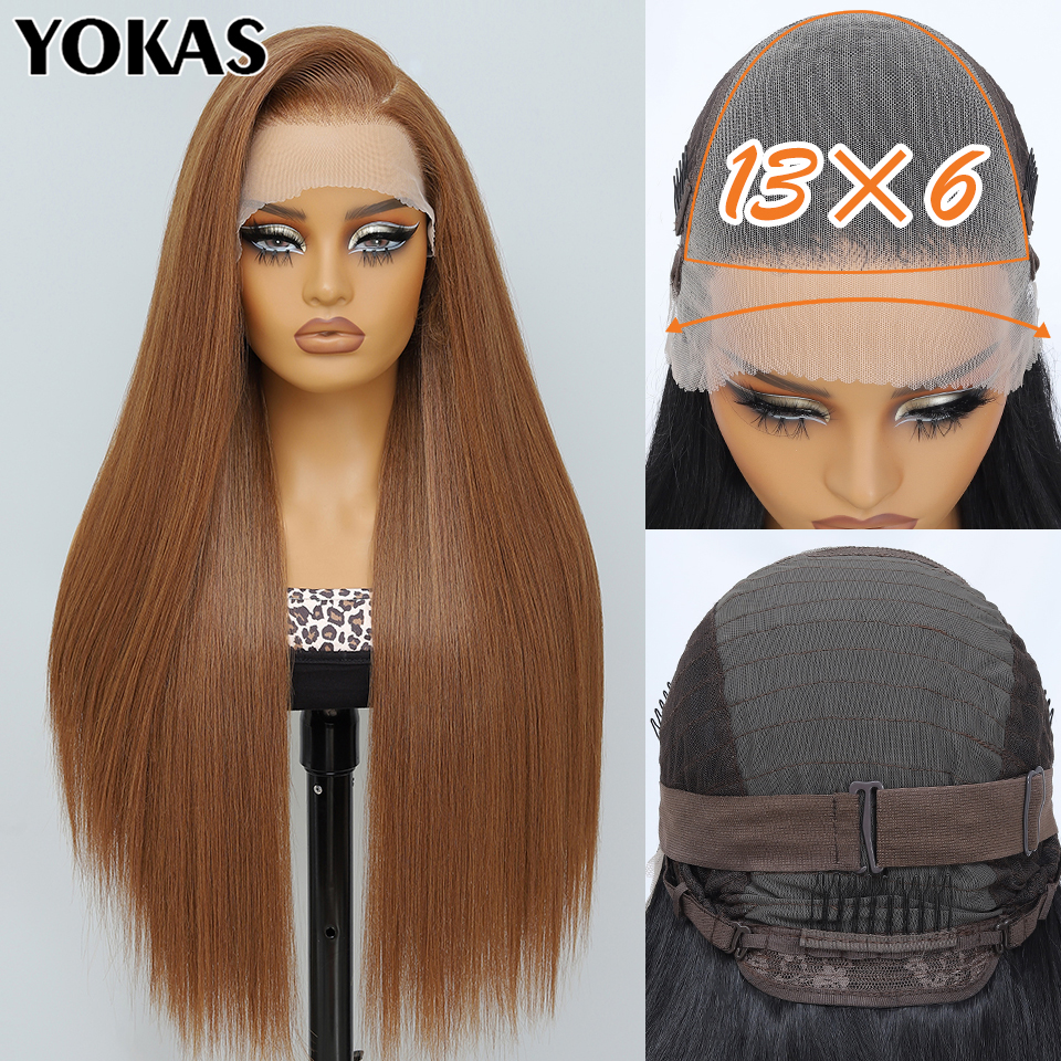 30 インチレース前頭かつら合成 13 × 6 ストレートヘアレースのかつらアフロ女性高温繊維ブロンド女性レース前頭かつら