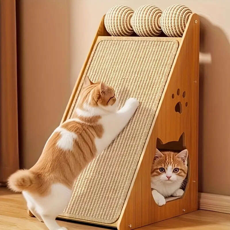 耐久性のある麻ロープ猫とウサギのスクラッチボード1個 - 汚れないソファの安全設計、魔法の目に見えない接着剤、多層エクササイズ