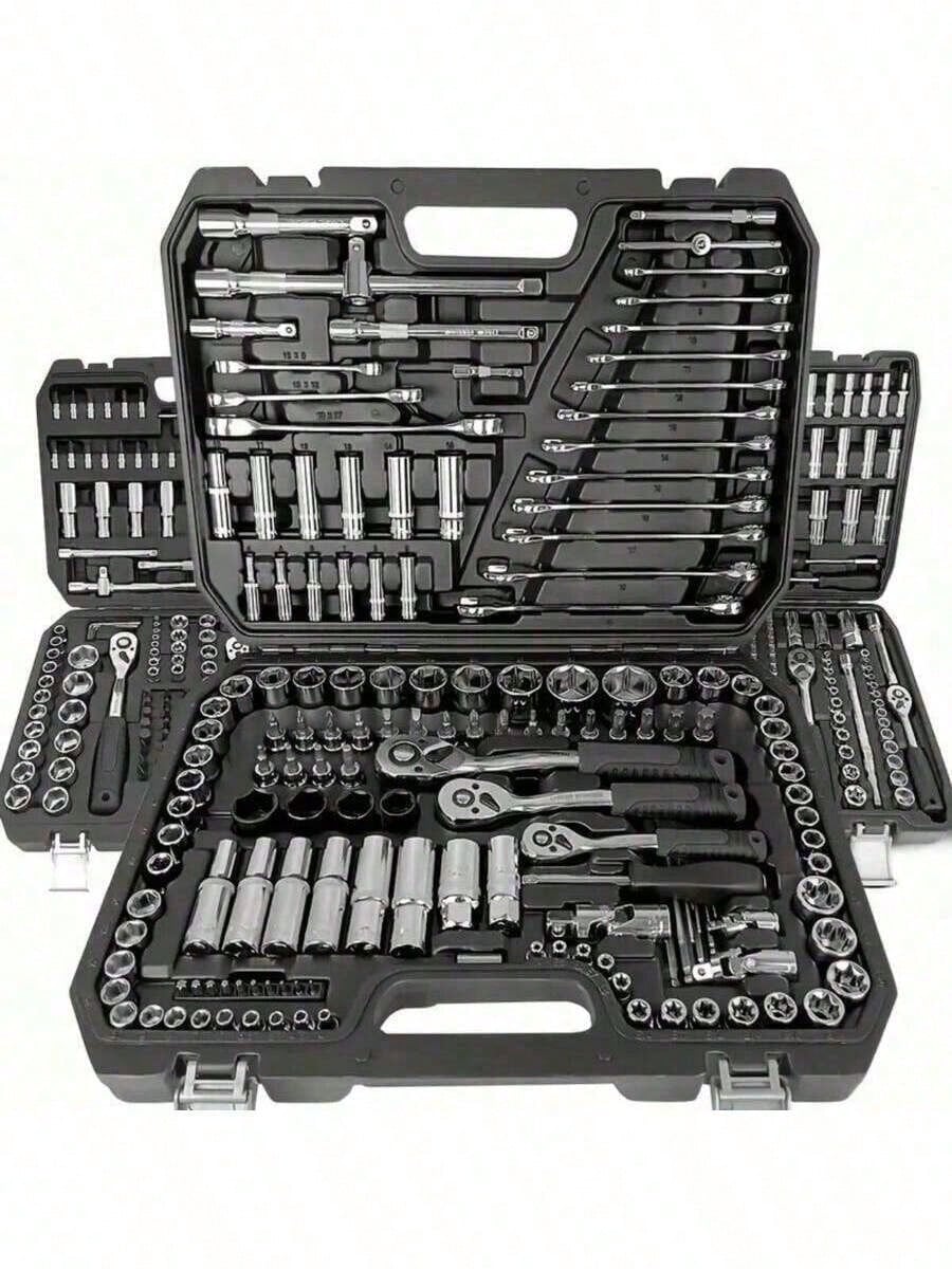151/46 個の包括的な機械工具セット - 1/4 インチ、3/8 インチ、1/2 インチのディープおよび標準ソケット、ラチェット レンチ セット、S2 および CR-V ソケット