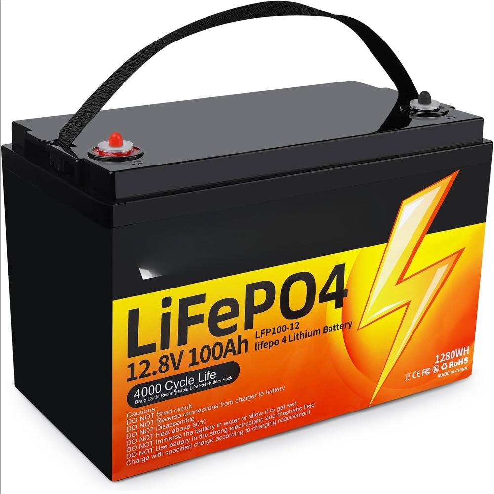12V 100Ah LiFePO4 リチウム電池、グループ 31 リン酸鉄リチウム電池、内蔵 100A スマート BMS、15000 ディープ、カスタマイズ
