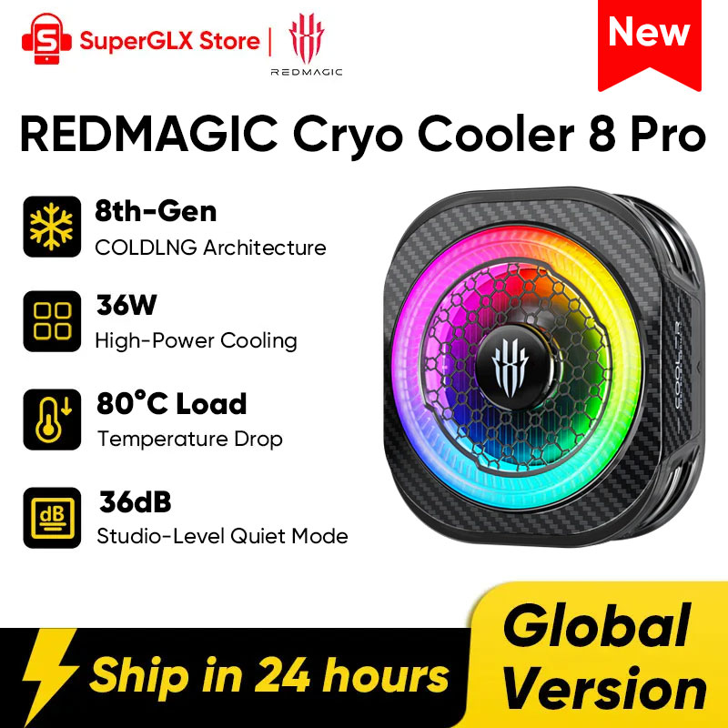 REDMAGIC Cryo Cooler 8 Pro 第 8 世代 COLDLNG アーキテクチャ AI 搭載スマート冷却 80°C 負荷温度低下電話クーラー