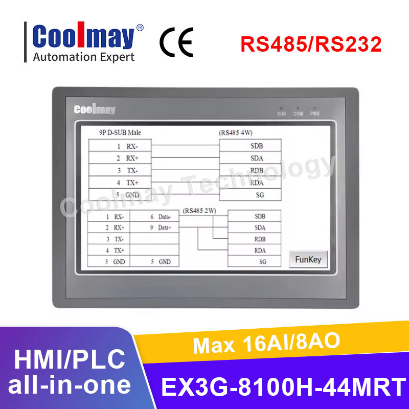 Coolmay 10 インチ hmi plc オールインワン コントローラ統合プログラマブル産業オートメーション コントローラ RS232/RS485