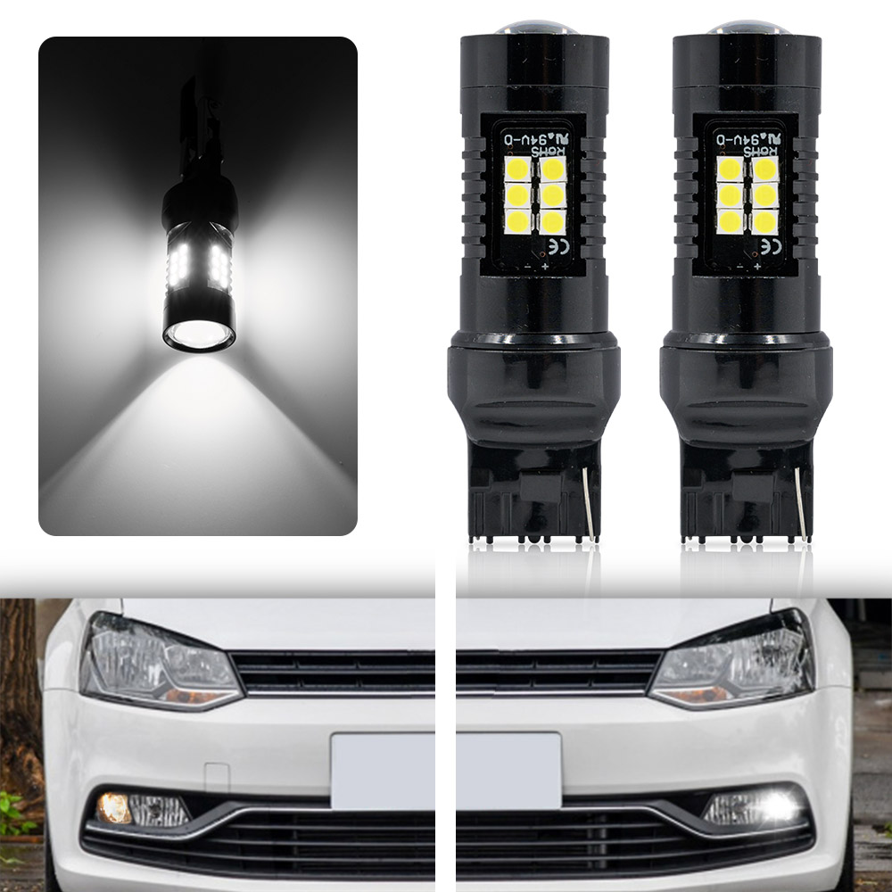 2 個 W21W T20 7440 LED ヘッドライト電球 2014 2015-2023 VW ポロ Mk5 Gti TSI ハッチ 6C DRL デイタイムランニングライト Canbus エラーなし