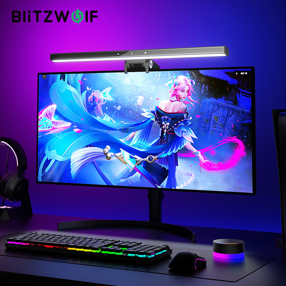 BlitzWolf BW-CML6 RGB ゲーミングモニターライトバー、ワイヤレスリモコンダイナミックピックアップ付きコンピュータ用無段階調光