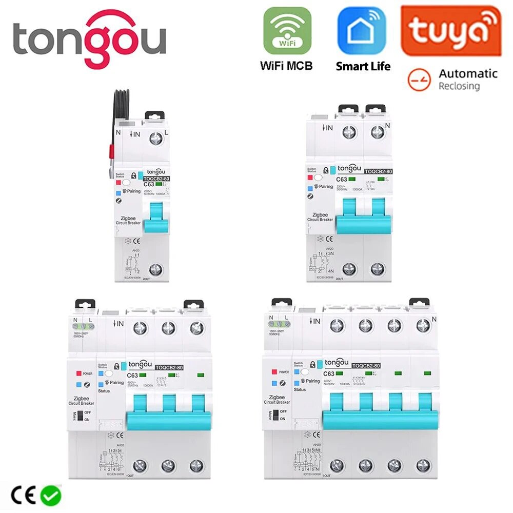 TUYA MCB WIFI 電力計量回路ブレーカー スマートライフタイマーリモコン自動ワイヤレス遮断器再閉路スイッチ
