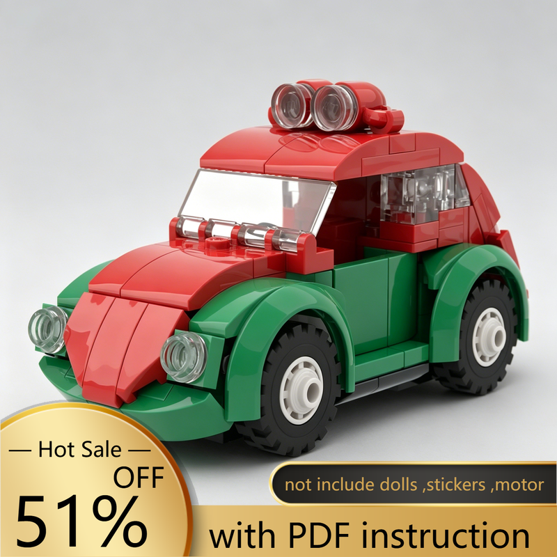 163 個 MOC 赤、緑ヴィンテージバギービルディングブロックミニレトロレーシングオフロード車両モデル DIY アセンブリギフト趣味コレクション