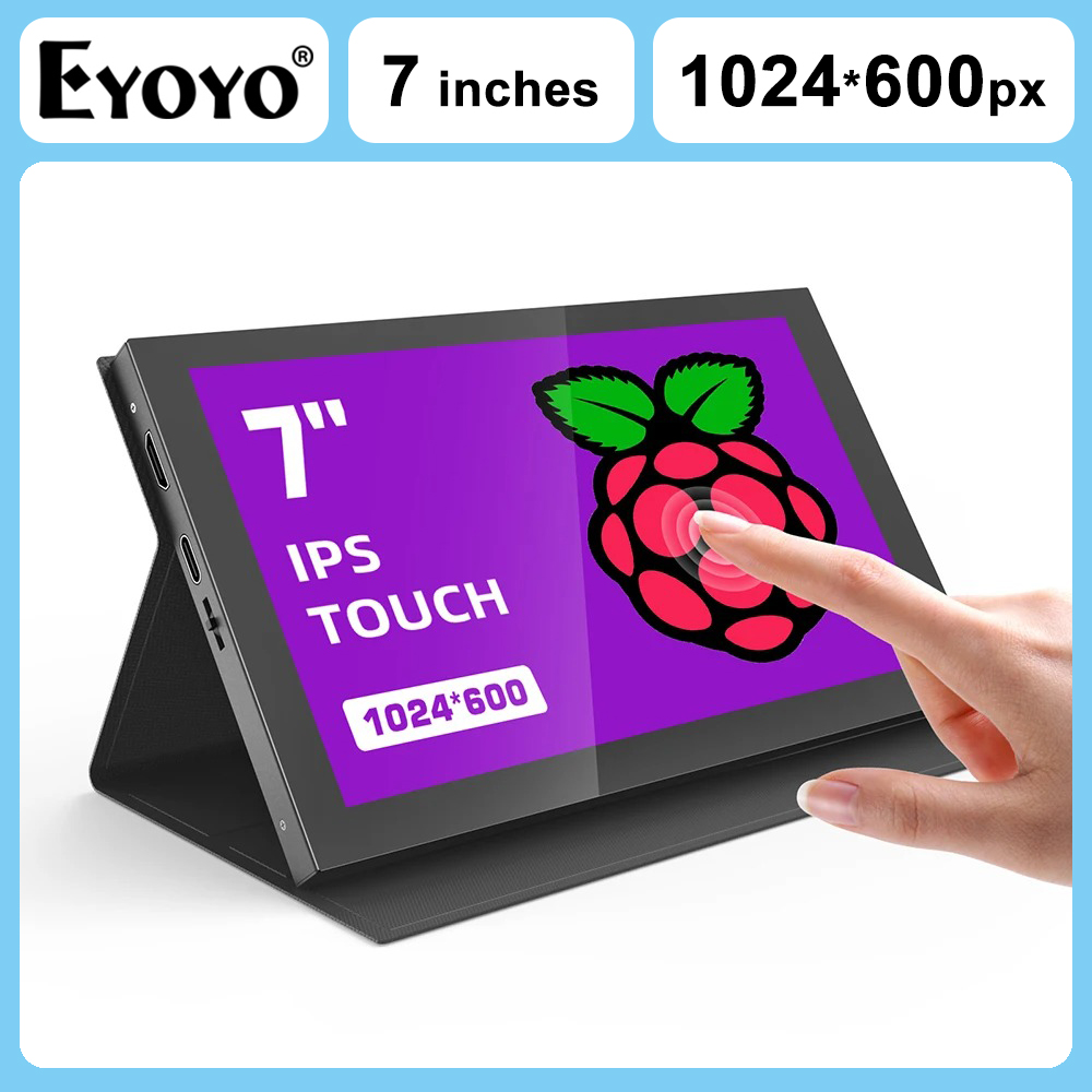 EYOYO 7 インチ 5 ポイント静電容量式タッチスクリーン 1024x600 IPS ディスプレイ Banana Pi Win7/8/10/11/Raspberry Pi ポータブル HDMI モニター用