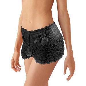 メンズミドルウエストセクシー下着卸売 100% ポリエステル ドット柄メッシュレース 大きめサイズ ボクサーパンツ リボン付き