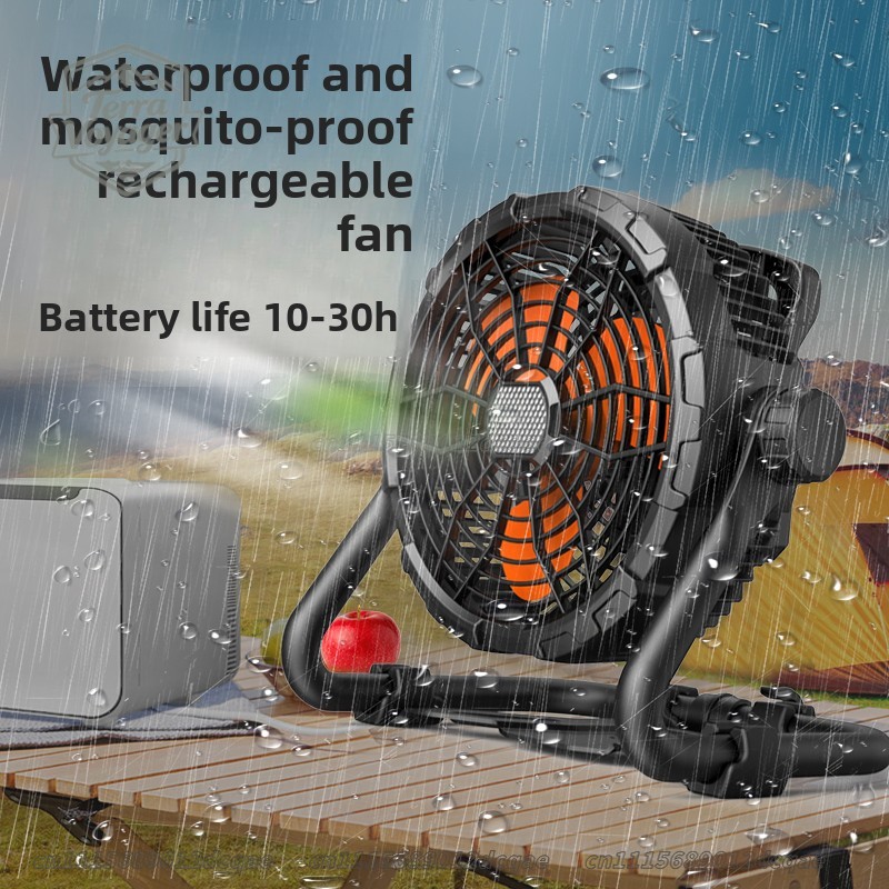 ソーラー充電式キャンプファン 10-30H ランタイム防水蚊よけ 12V 高速ポータブルフロアファン屋外テント用