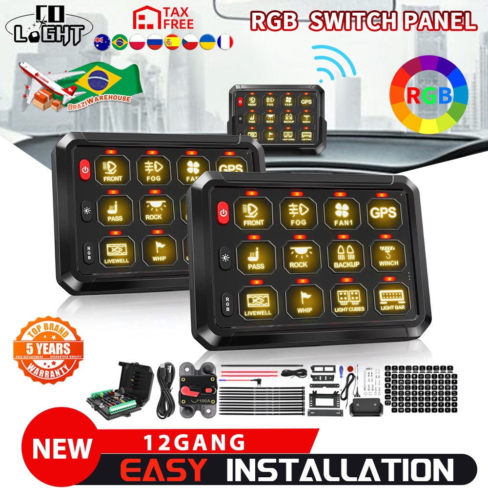 COLIGHT ワイヤレス RGB 12 ギャングスイッチパネルユニバーサル回路制御リレーシステムボックストグルモメンタリストロボスイッチオフロード用