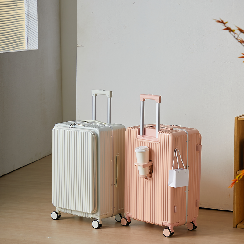 20/24 インチ機内持ち込み手荷物、USB なし、カップホルダー付きハードシェル スーツケース