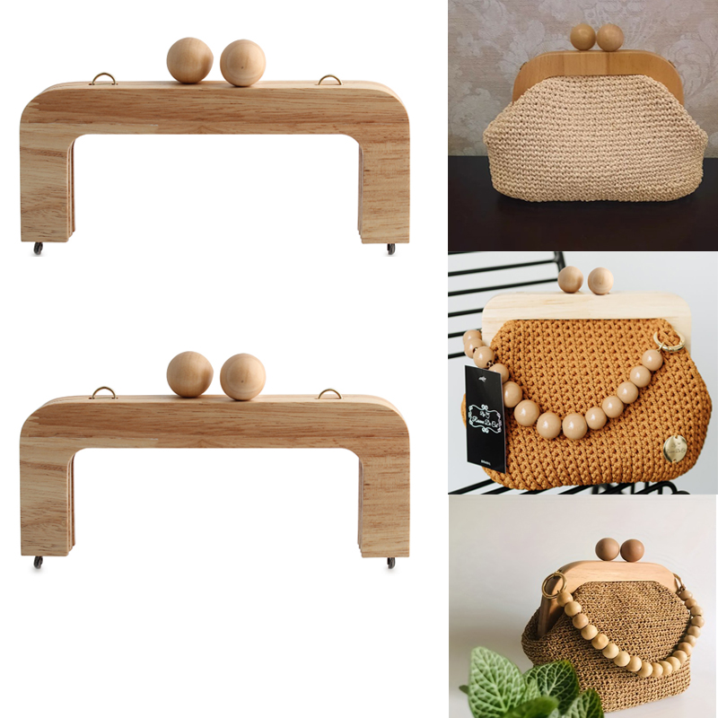 1 ピース/2 ピース 20*8 センチメートル木製クラッチ財布フレーム無垢材フレームネジ留めキスバックルクロスボディバッグハンドル