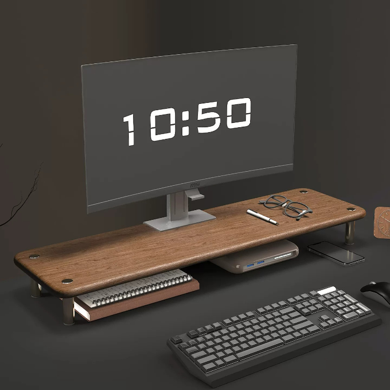 木製モニターライザースタンドオフィスデスクトップコンピュータ高さ増加ホルダーモニターラップトップ収納ブラケットモニターオーガナイザーベース