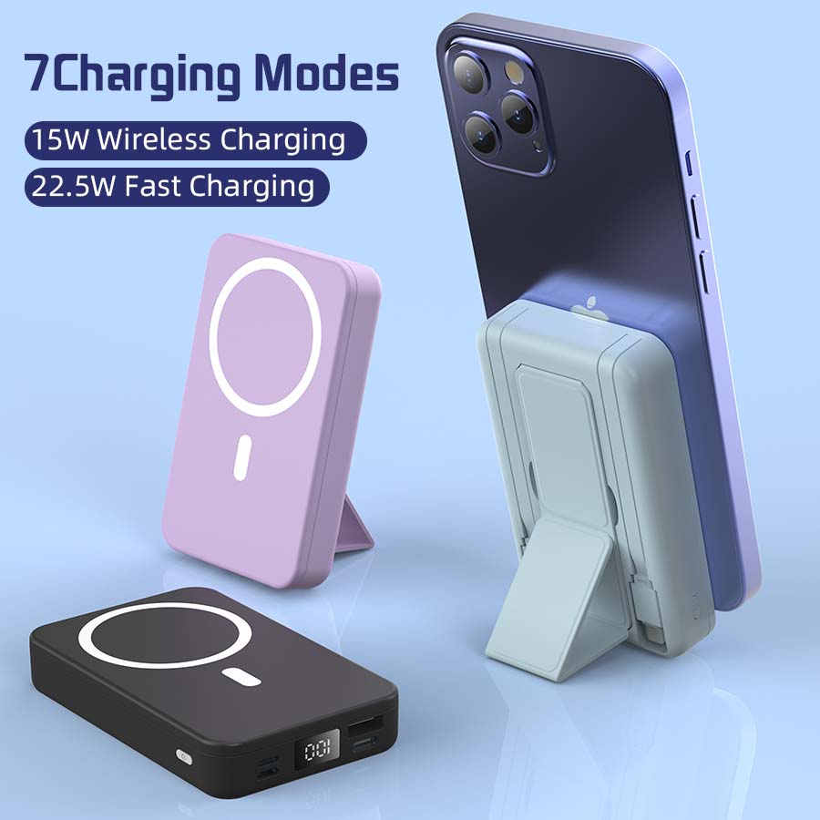 10000mAh ワイヤレス磁気電源銀行ポータブル 22.5 ワット高速充電 iPhone 17/16/15/14/13/12 シリーズモバイル電源バッククリップとブラケットデスクトップ充電器