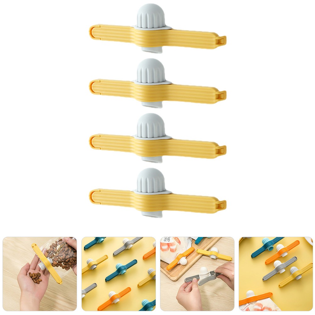 4 個多目的食品袋シーリングクリップ安全 Bpa フリー再利用可能なシーリングクリップチップバッグスナック包装調味料収納