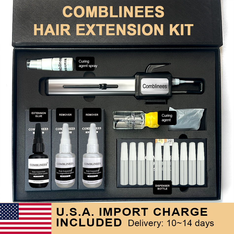 新しいイノベーション Comblinees ヘアエクステンションマシン アイスグルー 速乾性ボンディングキット サロンプロフェッショナルツールセット UVライト不要