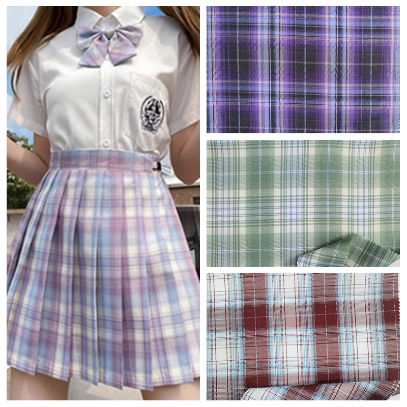 先染めチェック柄生地メートル単位 DIY 制服コートドレスホームヘアアクセサリースカート人形服縫製ポリエステル布